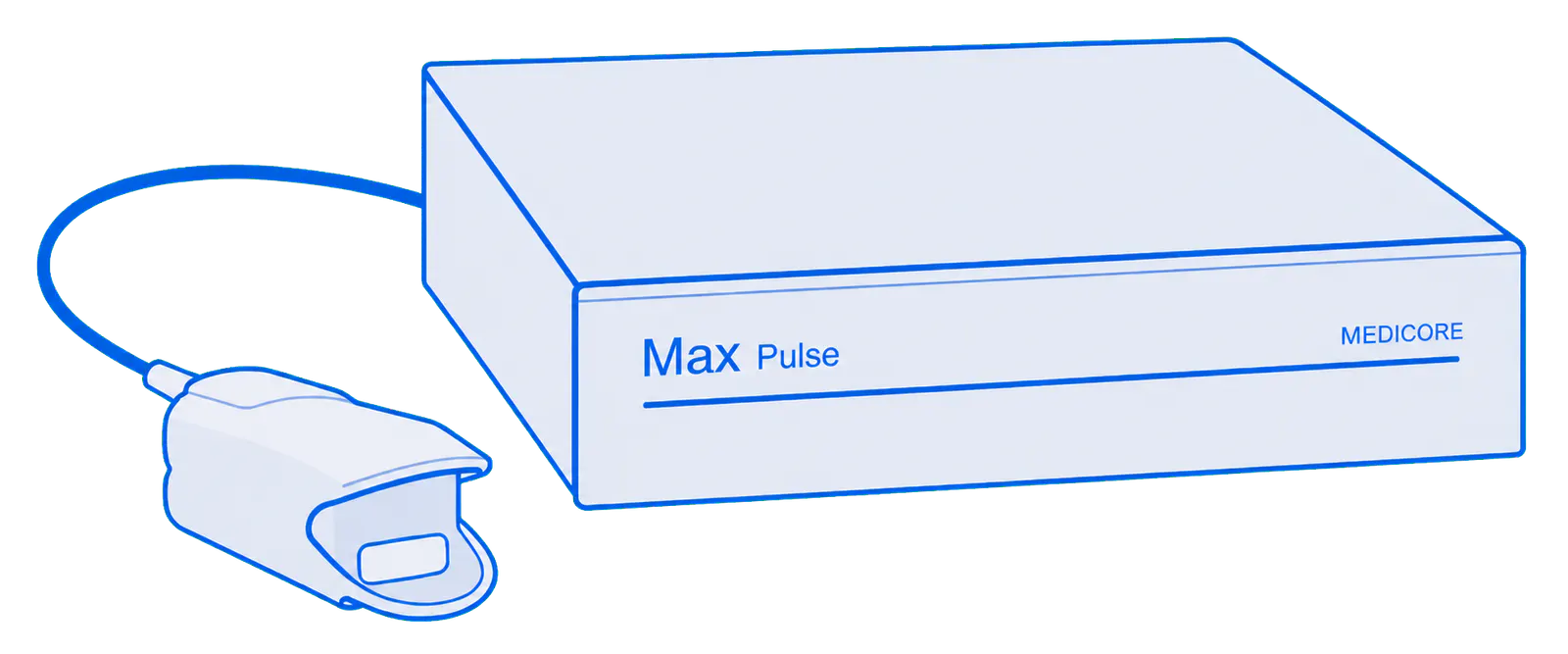 Ilustrace přístroje Max Pulse se sondou na prst