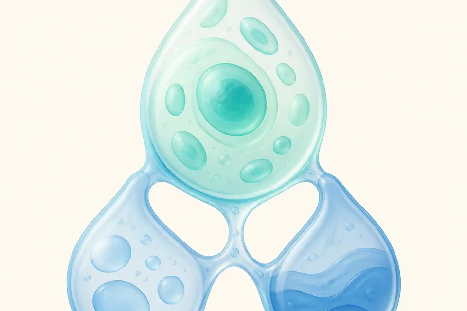 Ilustrace rozdělení vody mezi propojené tělesné kompartmenty